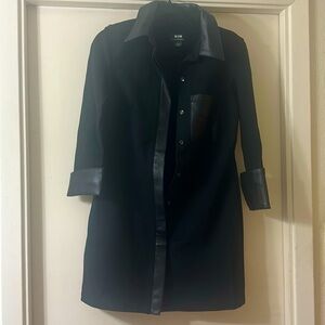 Maeve Anthropologie Black Dress with leather details